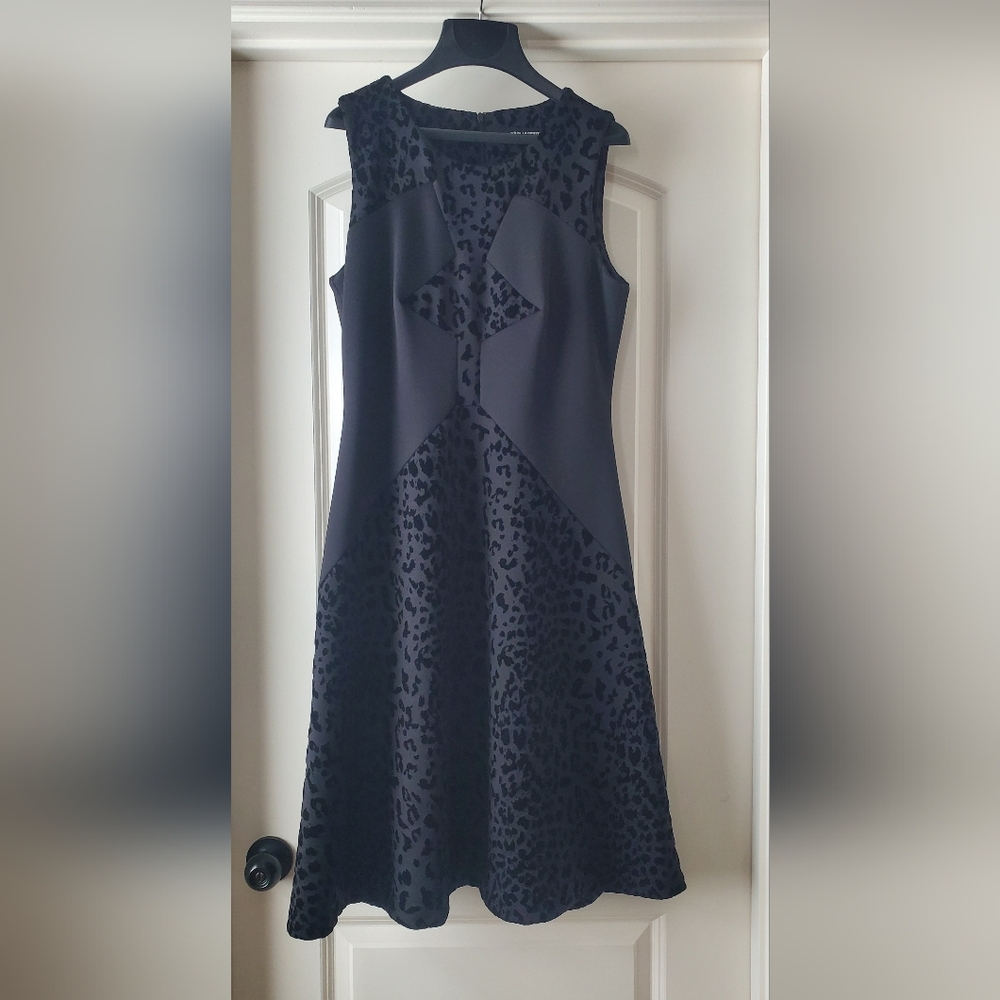 Karl Lagerfeld Black Leopard Midi Dress